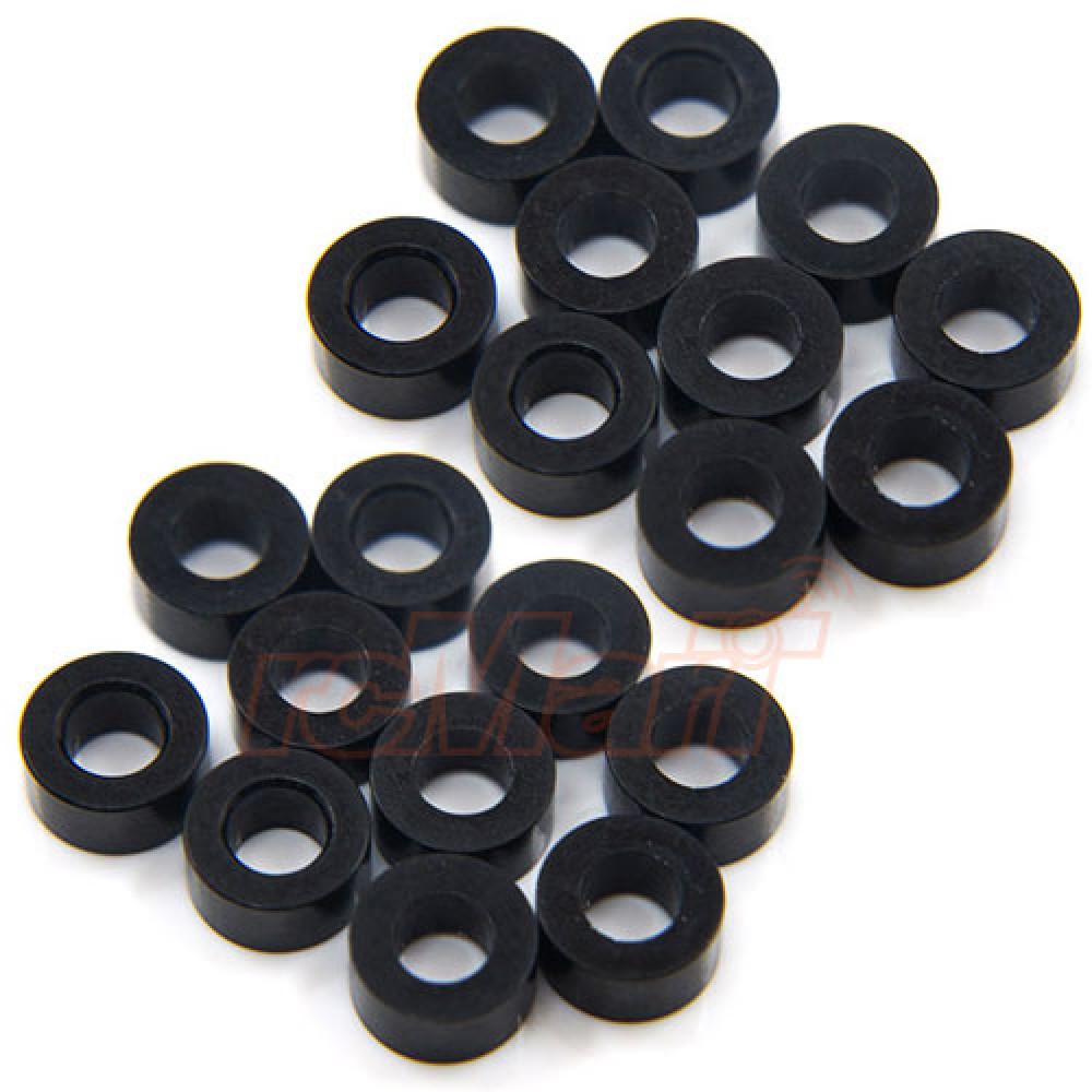 Yeah Racing Aluminium M3 Flat Washer 3mm 20pcs Black (YA-0397BK)