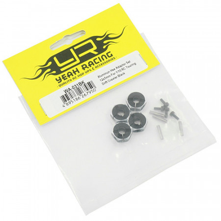 Yeah Racing Aluminium 5mm Wheel Adapter Set 12mm Hex Black (WA-031BK)