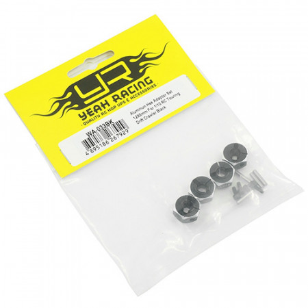 Yeah Racing Aluminium 6mm Wheel Adapter Set 12mm Hex Black (WA-033BK)