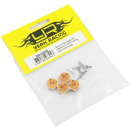 Yeah Racing Aluminium 6mm Wheel Adapter Set 12mm Hex Oranage (WA-033OR)