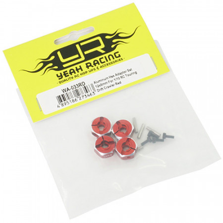 Yeah Racing Aluminium 6mm Wheel Adapter Set 12mm Hex Red (WA-033RD)