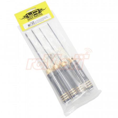 Yeah Racing Aluminium Drive Hex Wrench Set (1.5/2.0/2.5/3.0mm Spring Steel Allen Wrench) Black/Gold (YT-0187)