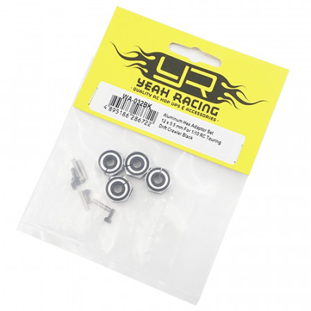 Yeah Racing Aluminium 5.5mm Wheel Adapter Set 12mm Hex Black (WA-032BK)