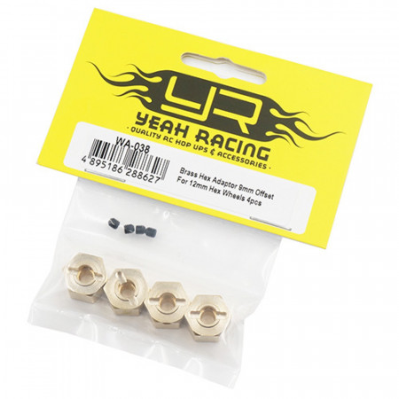 Yeah Racing Brass Hex Adaptor 9mm Offset 7.8g each For 12mm Hex Wheels 4pcs (WA-038)