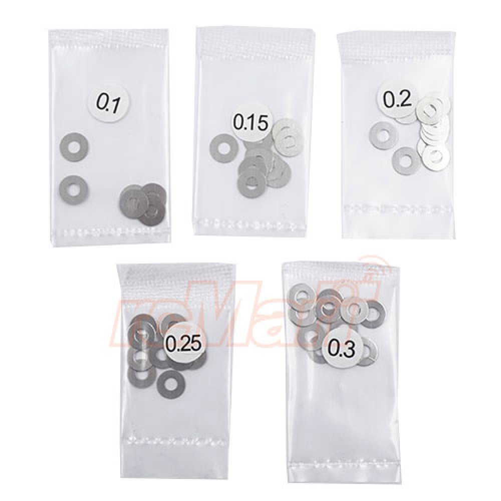Yeah Racing 3x7mm Stainless Steel Spacer Shim Set 0.1 0.15 0.2 0.25 0.3mm (YA-0601)