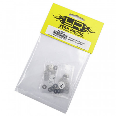 Yeah Racing 3x7mm Stainless Steel Spacer Shim Set 0.1 0.15 0.2 0.25 0.3mm (YA-0601)
