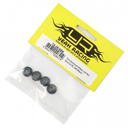 Yeah Racing 5mm Aluminium Wheel Lock Nut 4pcs Black (YA-0616BK)