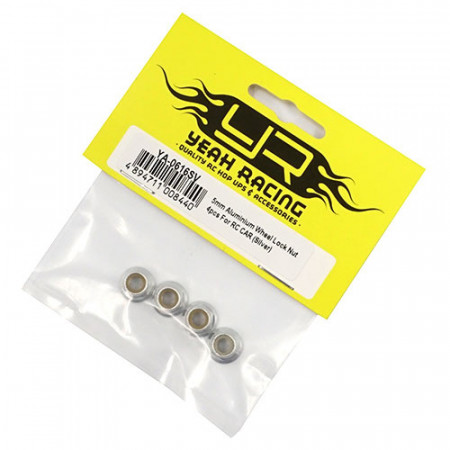 Yeah Racing 5mm Aluminium Wheel Lock Nut 4pcs Silver (YA-0616SY)