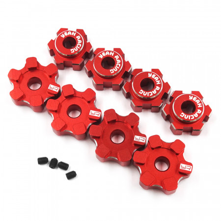 Yeah Racing Aluminium 7075 17mm Wheel Hex Set Fits Traxxas Maxx - Red (TRMA-001RD)