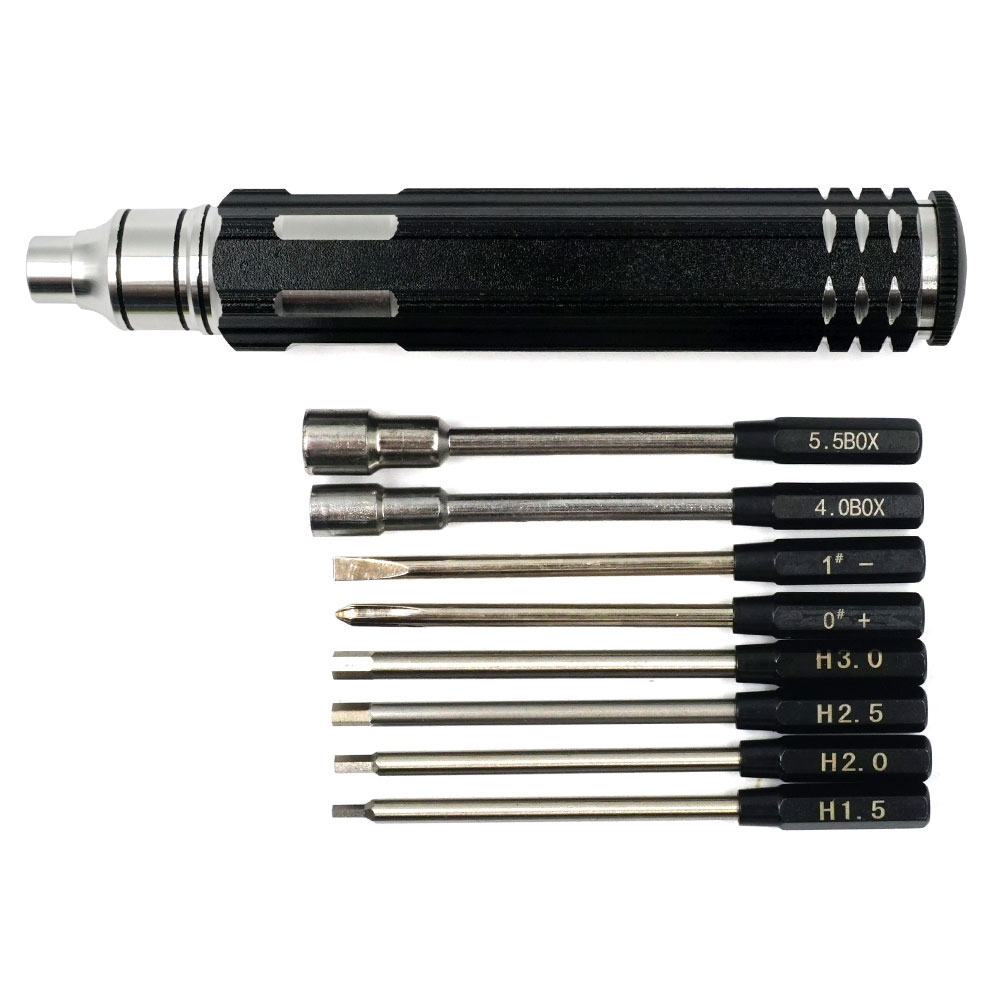 Xtra Speed 8 In 1 Screwdriver Set - 1.5-3.0mm Hex 4.0-5.5mm Lock Nut 3mm Phillips Flat Head (XS-59216)