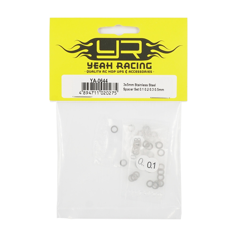 Yeah Racing 3x5mm Stainless Steel Spacer Set 0.1 0.2 0.3 0.5mm (YA-0644)