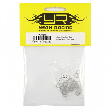 Yeah Racing 4x6mm Stainless Steel Spacer Set 0.1 0.2 0.3mm (YA-0645)