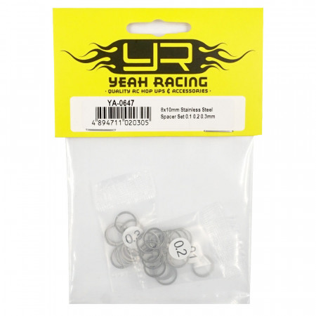 Yeah Racing 8x10mm Stainless Steel Spacer Set 0.1 0.2 0.3mm (YA-0647)
