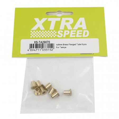 Xtra Speed 4x6mm Brass Flanged Tube 8 Pcs For Tamiya Cars (XS-TA29070)
