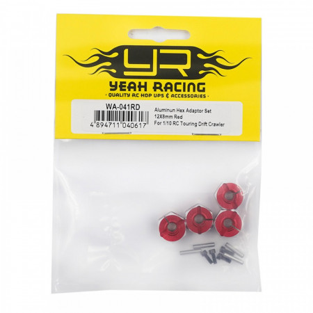 Yeah Racing Aluminium 8mm Wheel Adapter Set 12mm Hex Red (WA-041RD)