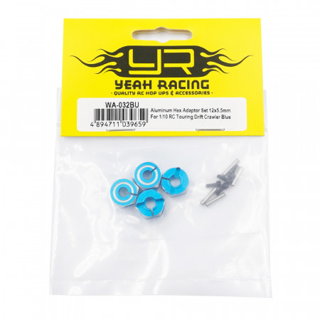Yeah Racing Aluminium 5.5mm Wheel Adapter Set 12mm Hex Blue (WA-032BU)
