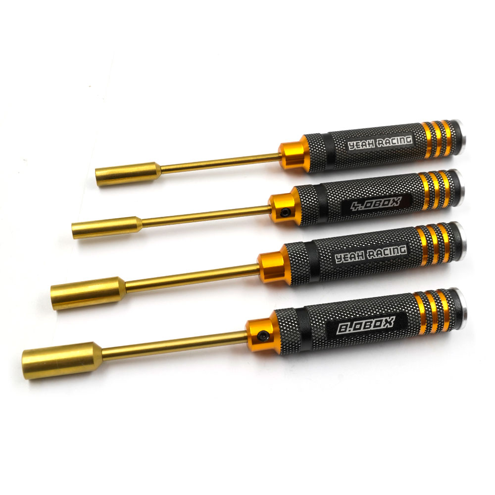 Yeah Racing Aluminium 4.0 5.5 7.0 8.0 Lock Nut Driver Set Black/Gold (YT-0224)