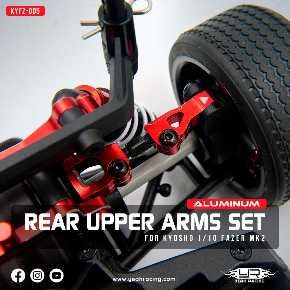 Yeah Racing Aluminum Rear Upper Arms Set For Kyosho 1:10 Fazer Mk2 (KYFZ-005RD)