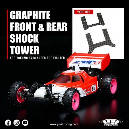 Yeah Racing Graphite Front &amp; Rear Shock Tower Yokomo 870C Super Dog Fighter YZ10 2023 (YKDF-003BK)