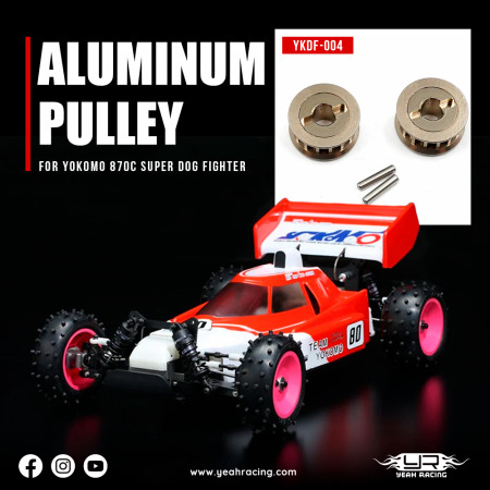 Yeah Racing Aluminum Pulley 2pcs For Yokomo 870C Super Dog Fighter YZ10 2023 (YKDF-004GM)