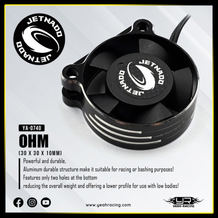 Yeah Racing Jetnado OHM 300 Aluminum Case Super High Speed Fan (30 x 30 x 10mm) (YA-0740BK)