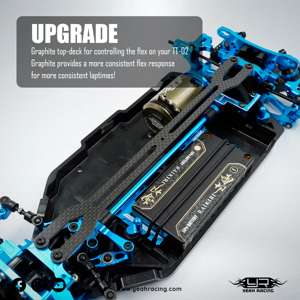 Yeah Racing 2.2mm Graphite Upper Deck For Tamiya TT02 Series (TATT-079BK)