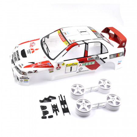 Yeah Racing 1:10 Mitubishi Lancer EVO IV Rally Catalunya 1997 #1 Pre-Painted/Pre-Cut Body w/Rims Set (YABY-0002)
