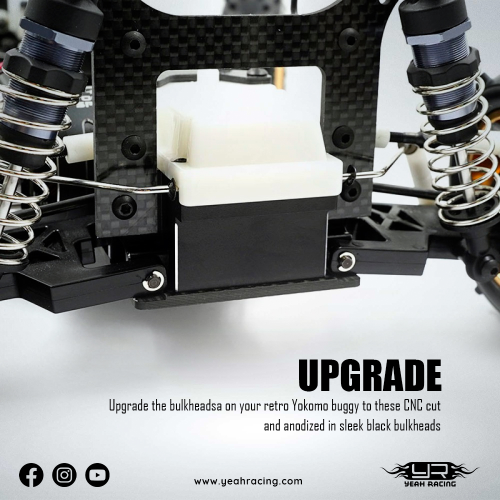 Yeah Racing Aluminium Bulkhead 2pcs (F & R) For Yokomo 870C Super Dog Fighter (YKDF-011BK)