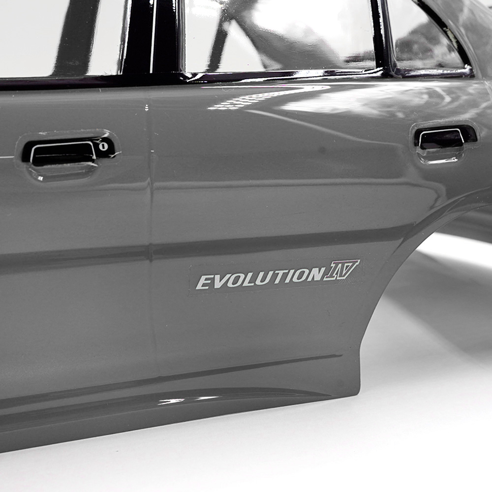 Yeah Racing 1:10 1/10 Mitsubishi Lancer EVO IV Sedan Silver Pre-Painted Pre-Cut Body w/ Rims Set (YABY-0006)