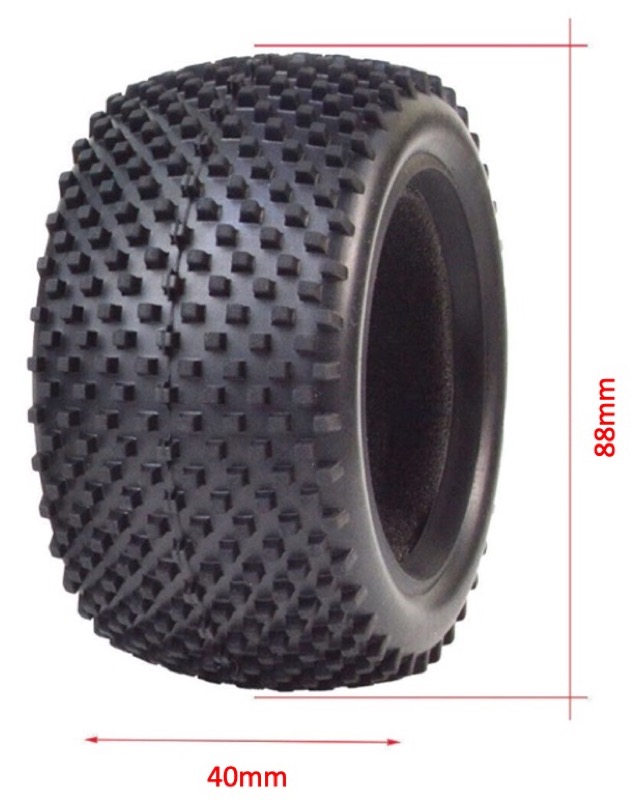Absima 1:10 Aluminium Buggy Wheel Set 2WD/4WD Block Tyre Rear 12mm Hex (2) ( AB 2500024)