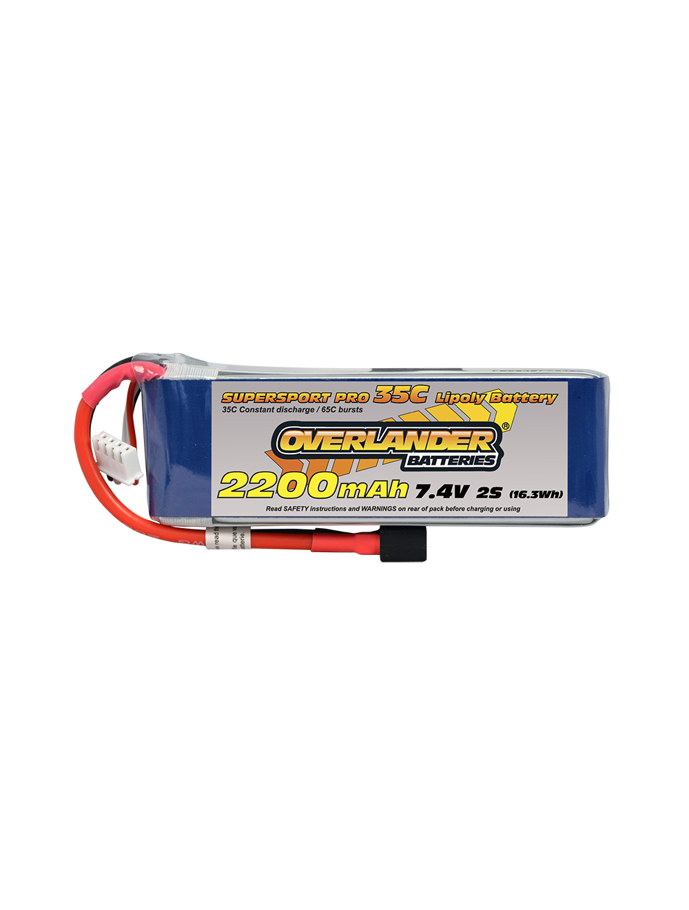 Overlander 2200MAH 7.4V 2S 35C Supersport Pro Lipo Battery (Deans) (OL2566DEANS)