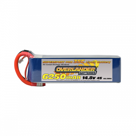 Overlander 6250mAh 14.8V 4S 35C Supersport Pro LiPo Battery Traxxas Plug (OL2770TRX)