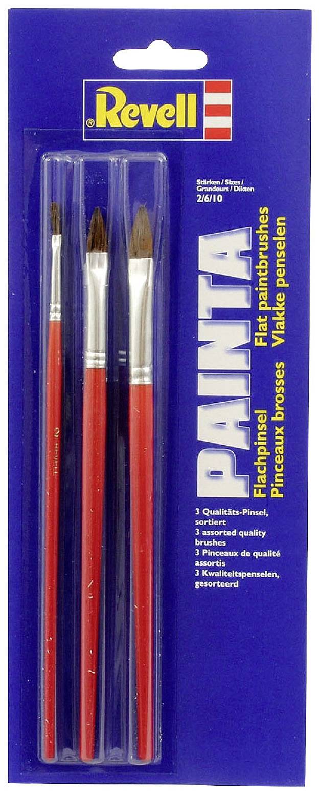 Revell Flat Brush Set â€“ 3 Different Sizes 2, 6, 10 (29610)