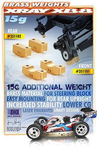 Xray Brass Rear Upright Weight 15G (2) (XR351182)
