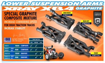 Xray Composite Suspension Arm Rear Lower Left - Graphite (XR363121-G)