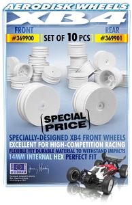 Xray 4wd Front Wheel Aerodisk With 14mm Hex - White - V2 (10) (XR369900)