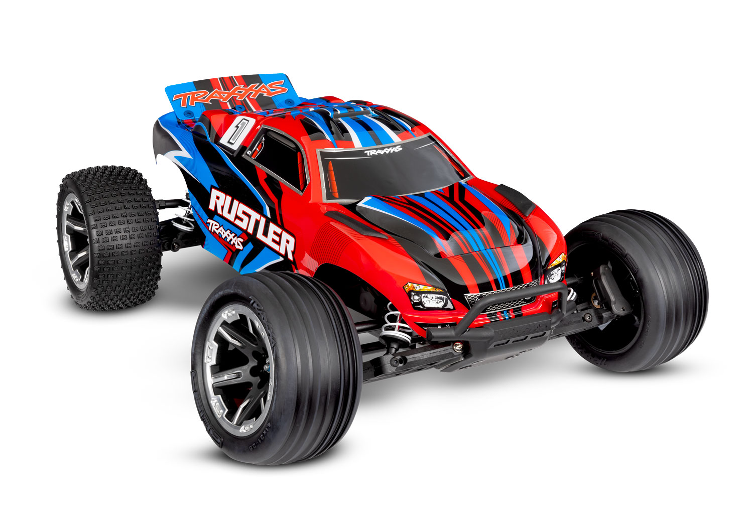 Traxxas 1:10 Rustler HD 2wd XL-5 RTR Red With Battery &amp; USB Charger - Clipless Body (TRX37254-8-RED)