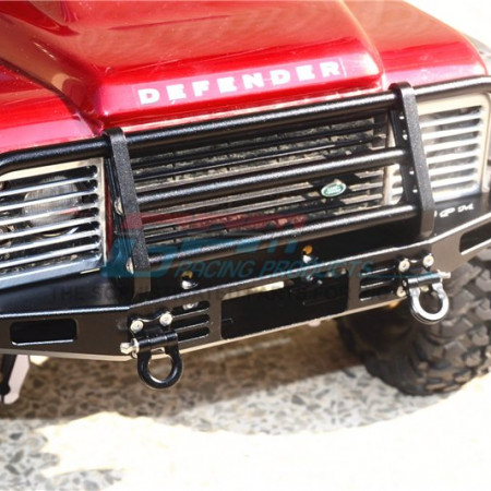 GPM Racing Traxxas TRX4, Axial SCX10 Aluminium Adjustable Front Bumper - Silver (TRX4330FE-S-BK)