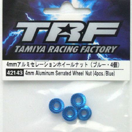 Tamiya TRF 4mm Aluminium Serrated Wheel Nut - 4pcs Blue