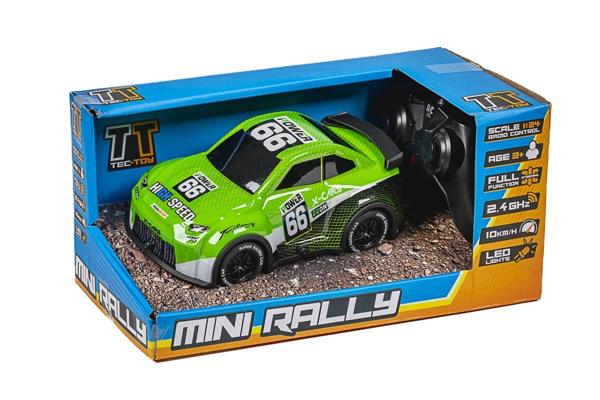 TEC-TOY 1:24 RC Mini Rally,  2.4GHz w/light - Green (471274)
