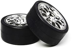 Tamiya Plated Mesh Wheel W Drift Tyres 2 ( THC 53959)