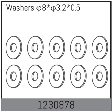 Absima 8*3.2*0.5 Washers (10) ( AB 1230878)