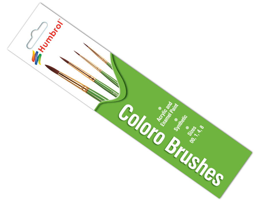 Humbrol Coloro Brush Pack Synthetic 00, 1, 4, 8- 4Pcs (AG4050)