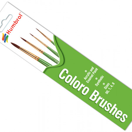 Humbrol Coloro Brush Pack Synthetic 00, 1, 4, 8- 4Pcs (AG4050)