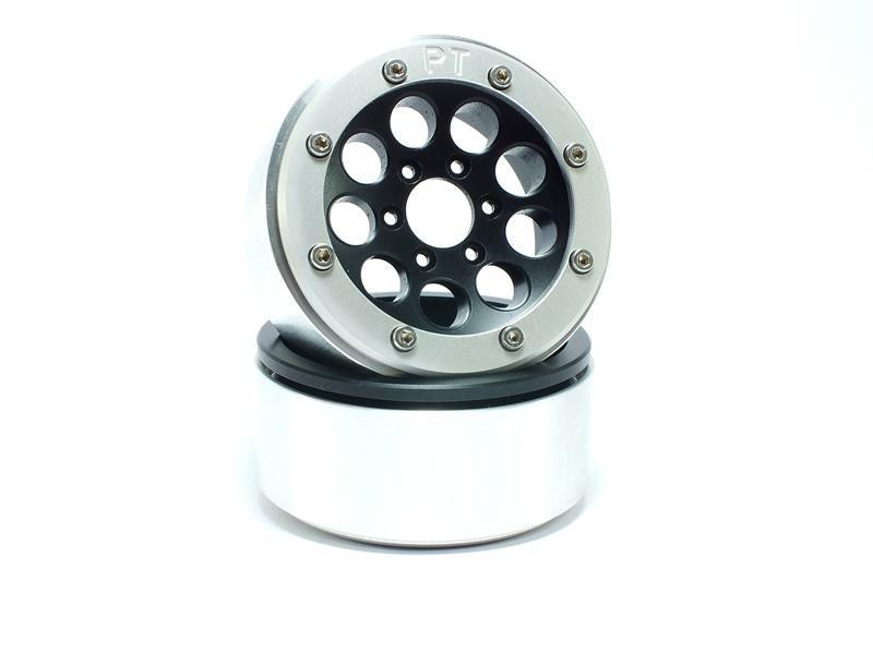 Metsafil Beadlock Wheels GUN Black/Silver 1.9 (2) w/o Hub (MT5020BS)