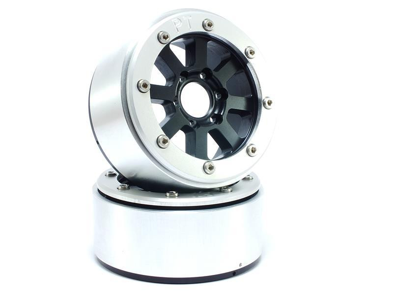 Metsafil Beadlock Wheels HAMMER Black/Silver 1.9 (2) w/o Hub (MT5040BS)