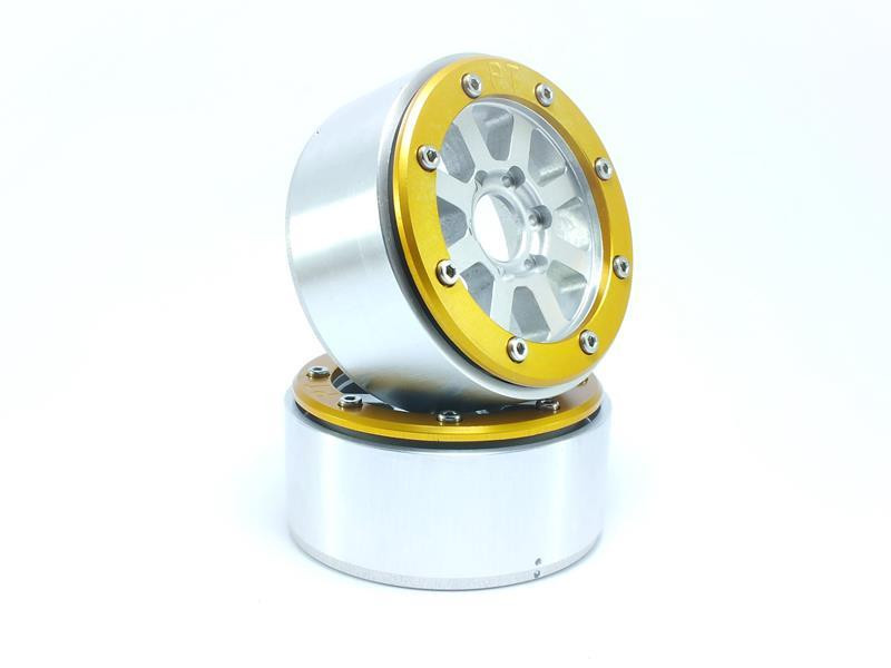 Metsafil Beadlock Wheels HAMMER Silver/Gold 1.9 (2) w/o Hub (MT5040SGO)