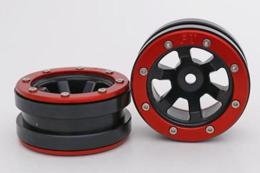 Metsafil Beadlock Wheels PT-Claw Black/Red 1.9 (2 pcs)Â  (MT0060BRÂ )
