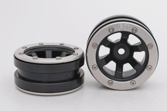 Metsafil Beadlock Wheels PT-Claw Black/Silver 1.9 (2 pcs)Â  (MT0060BSÂ )