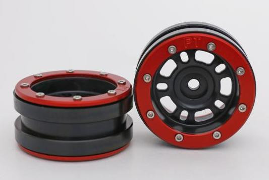 Metsafil Beadlock Wheels PT-Distractor Black/Red 1.9 (2 pcs)Â  (MT0040BRÂ )